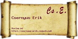 Csernyus Erik névjegykártya